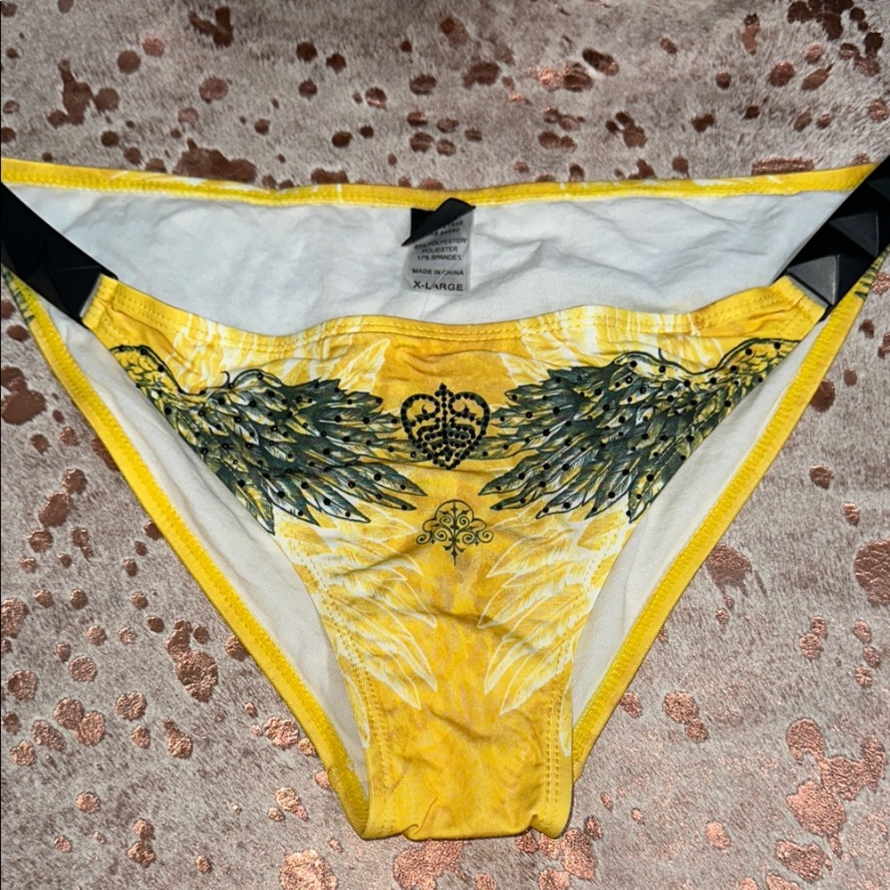 NWT  affliction Yellow Printed Bikini Bottom